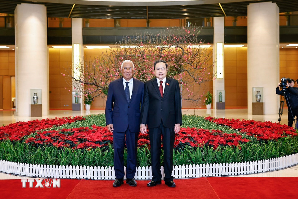 Chủ tịch Quốc hội Trần Thanh Mẫn hội kiến Chủ tịch Hội đồng châu Âu António Costa. (Ảnh: Doãn Tấn/TTXVN)