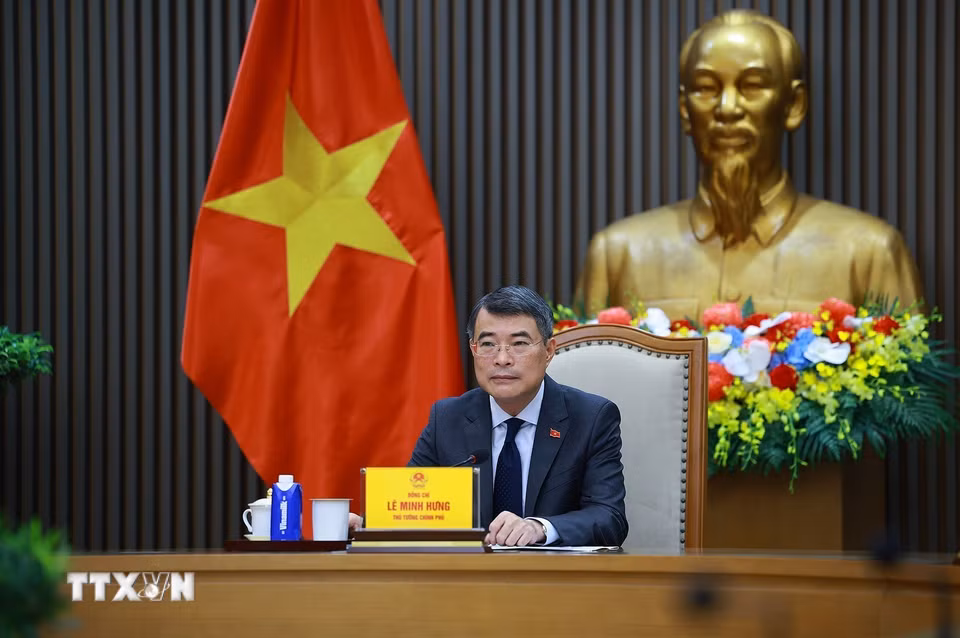 Thủ tướng Lê Minh Hưng điện đàm với Thủ tướng Hà Lan Rob Jetten. (Ảnh: Dương Giang/TTXVN)