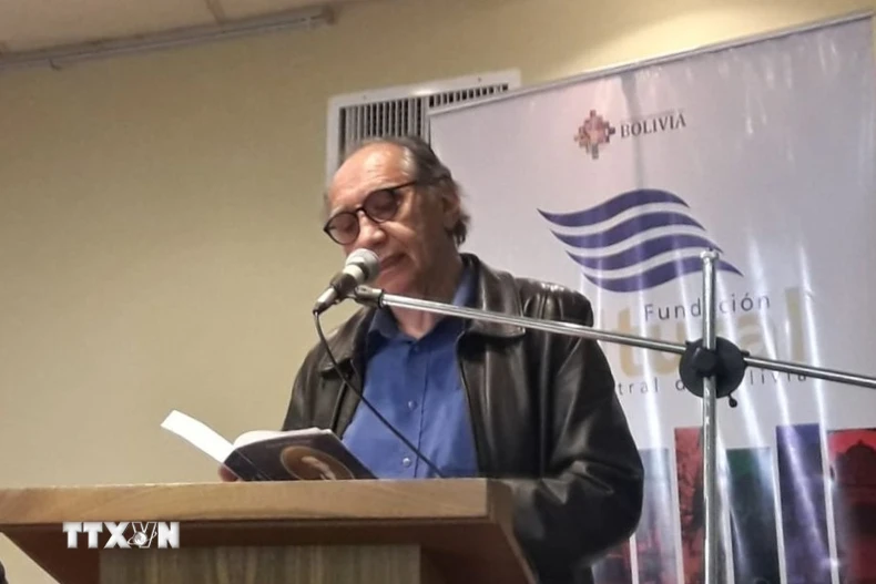 Bí thư Thứ nhất Đảng Cộng sản Bolivia Ignacio Mendoza Pizarro phát biểu tại một sự kiện tại thủ đô Lapaz, Bolivia tháng 12/2024. (Ảnh: TTXVN phát)