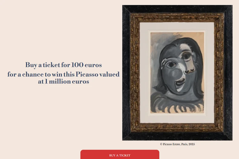 Chương trình xổ số từ thiện với giải thưởng là một bức họa của Picasso. (Nguồn: 1picasso100euros.com)