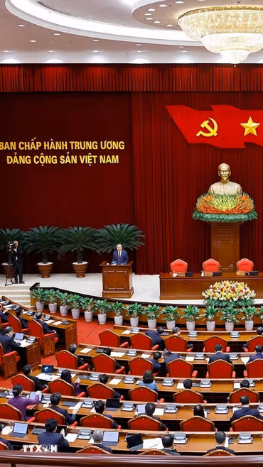 Tổng Bí thư Tô Lâm phát biểu bế mạc Hội nghị lần thứ hai Ban Chấp hành Trung ương Đảng khóa XIV. (Ảnh: Thống Nhất/TTXVN)