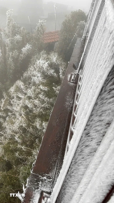 Nhiệt độ xuống -3 độ C, băng giá tiếp tục phủ trắng đỉnh Fansipan