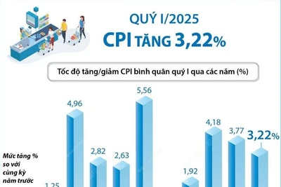 Quý 1 năm 2025, Chỉ số CPI tăng 3,22% 