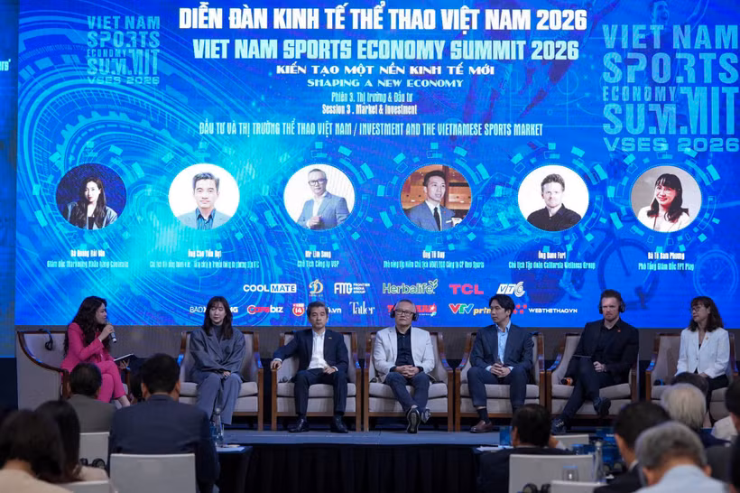 Diễn đàn Kinh tế Thể thao Việt Nam 2026 là 'nhịp cầu' để các chuyên gia chia sẻ những kinh nghiệm, chiến lược xây dựng và phát triển nền kinh tế thể thao Việt Nam. (Ảnh: Vietnam+)
