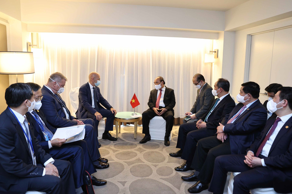 Chủ tịch nước Nguyễn Xuân Phúc tiếp Hội đồng Kinh doanh vì sự hiểu biết quốc tế BCIU. (Ảnh: Thống Nhất/TTXVN)