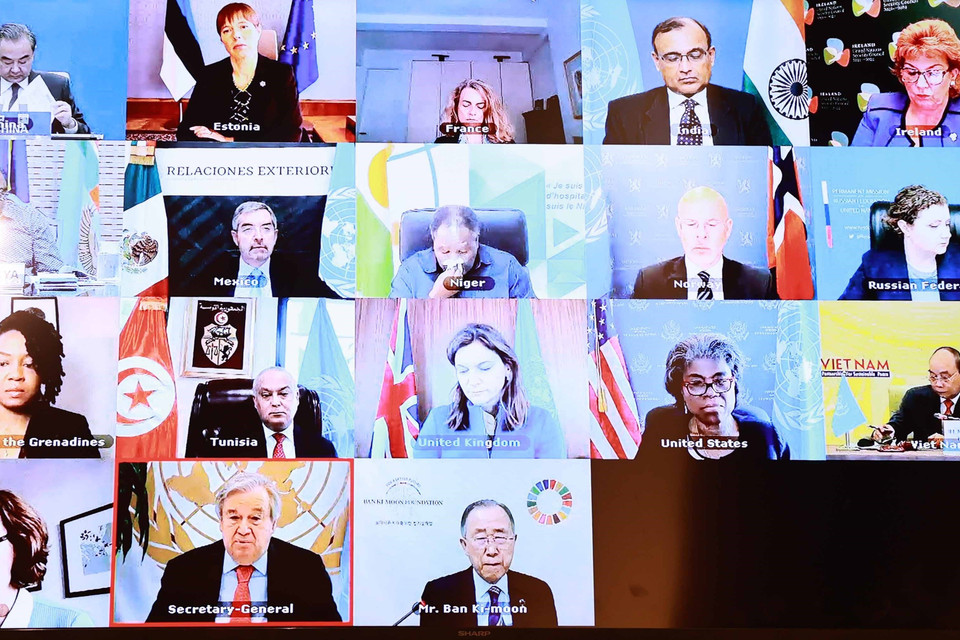  Đại diện các nước tham dự phiên thảo luận trực tuyến. (Ảnh: Thống Nhất/TTXVN)