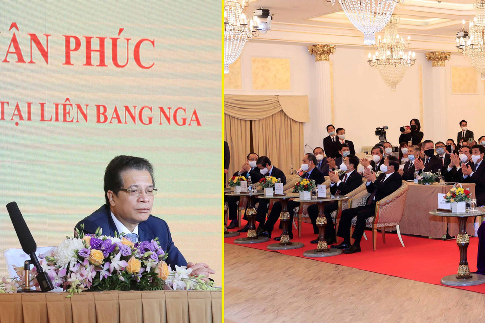 Chủ tịch nước đánh giá cao sự ủng hộ, đóng góp của bà con dành cho đồng bào trong nước, coi đây là nghĩa cử hướng về Tổ quốc. (Ảnh: Thống Nhất/TTXVN)