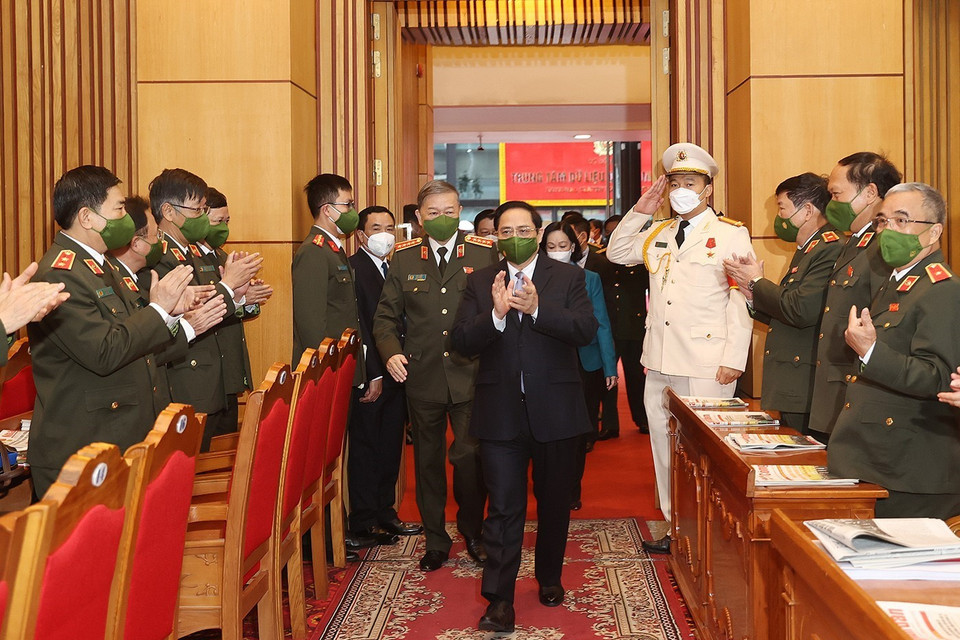 Thủ tướng Phạm Minh Chính đến dự hội nghị. (Ảnh: Dương Giang/TTXVN)