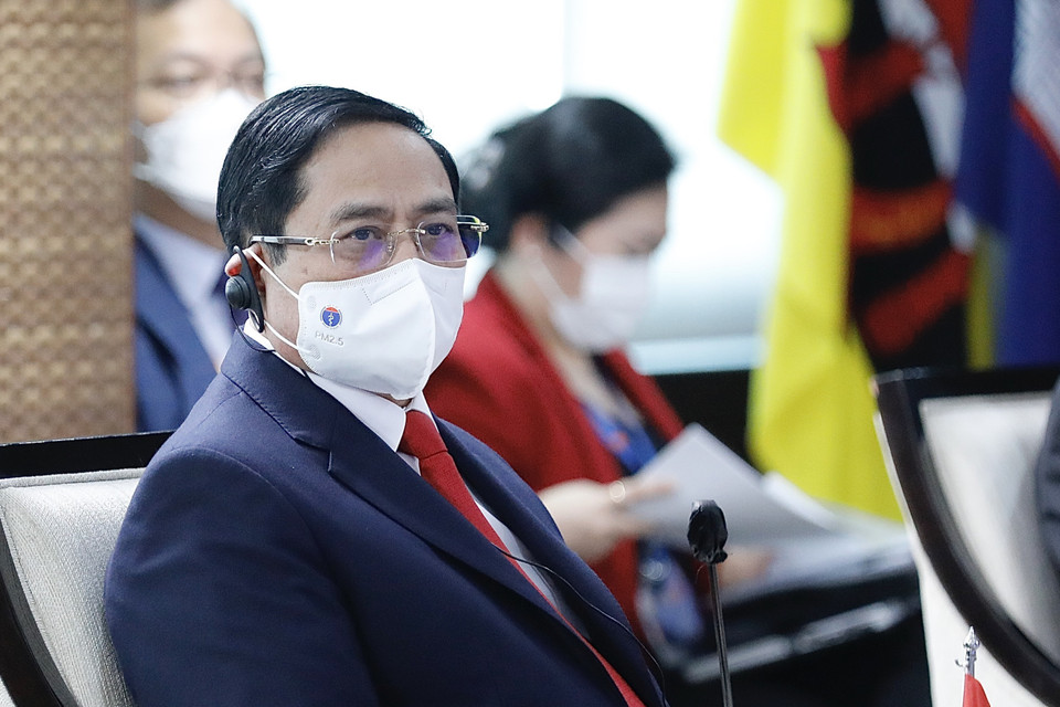 Thủ tướng Phạm Minh Chính dự Hội nghị các Nhà lãnh đạo ASEAN. (Ảnh: Dương Giang/TTXVN)