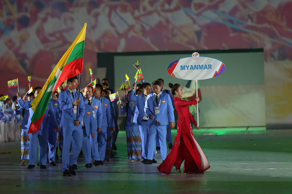 Đoàn thể thao Myanmar có 298 vận động viên, dự thi ở 21/40 môn ở SEA Games lần này. (Ảnh: Minh Sơn/Vietnam+)