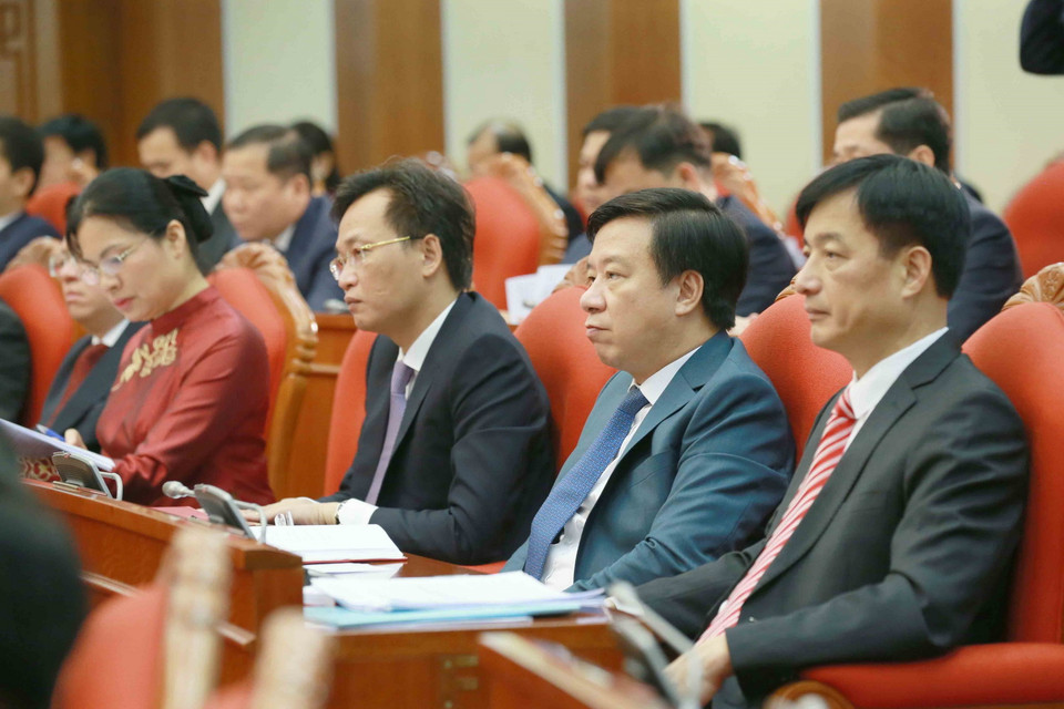 Các đồng chí Ủy viên Trung ương dự Hội nghị. (Ảnh: Phương Hoa/TTXVN)