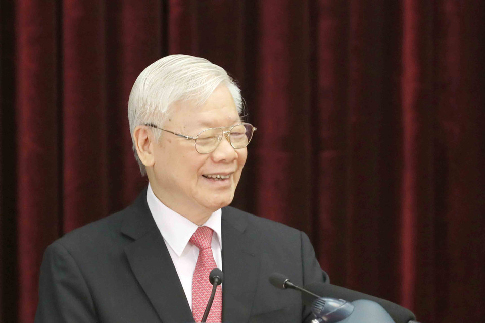 Tổng Bí thư, Chủ tịch nước Nguyễn Phú Trọng phát biểu khai mạc hội nghị. (Ảnh: Phương Hoa/TTXVN)