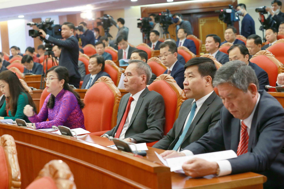 Các đồng chí Ủy viên Trung ương dự Hội nghị. (Ảnh: Phương Hoa/TTXVN)