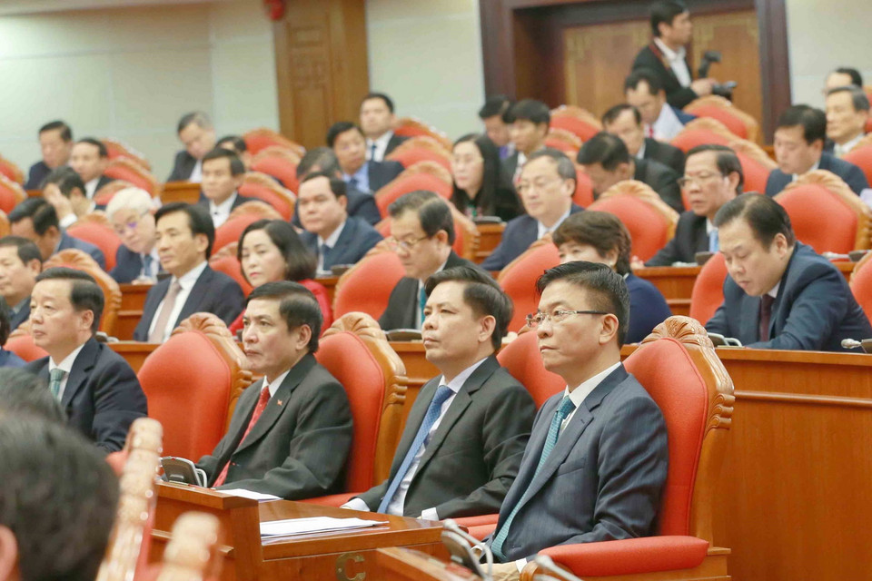 Các đồng chí Ủy viên Trung ương dự Hội nghị. (Ảnh: Phương Hoa/TTXVN)