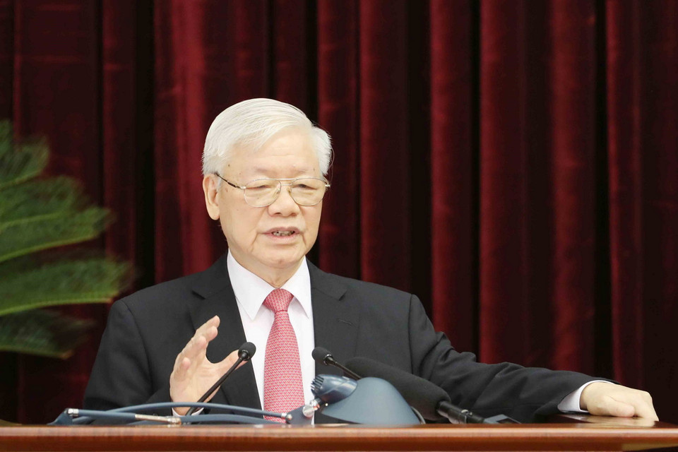 Tổng Bí thư, Chủ tịch nước Nguyễn Phú Trọng phát biểu khai mạc Hội nghị. (Ảnh: Phương Hoa/TTXVN)