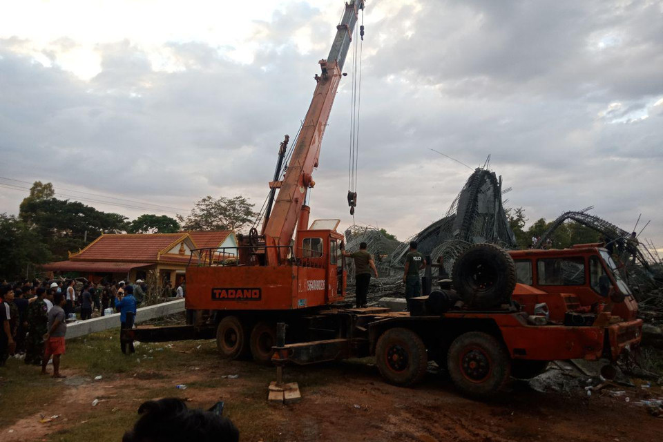 Hiện trường vụ sập chùa. (Ảnh: Fresh News)