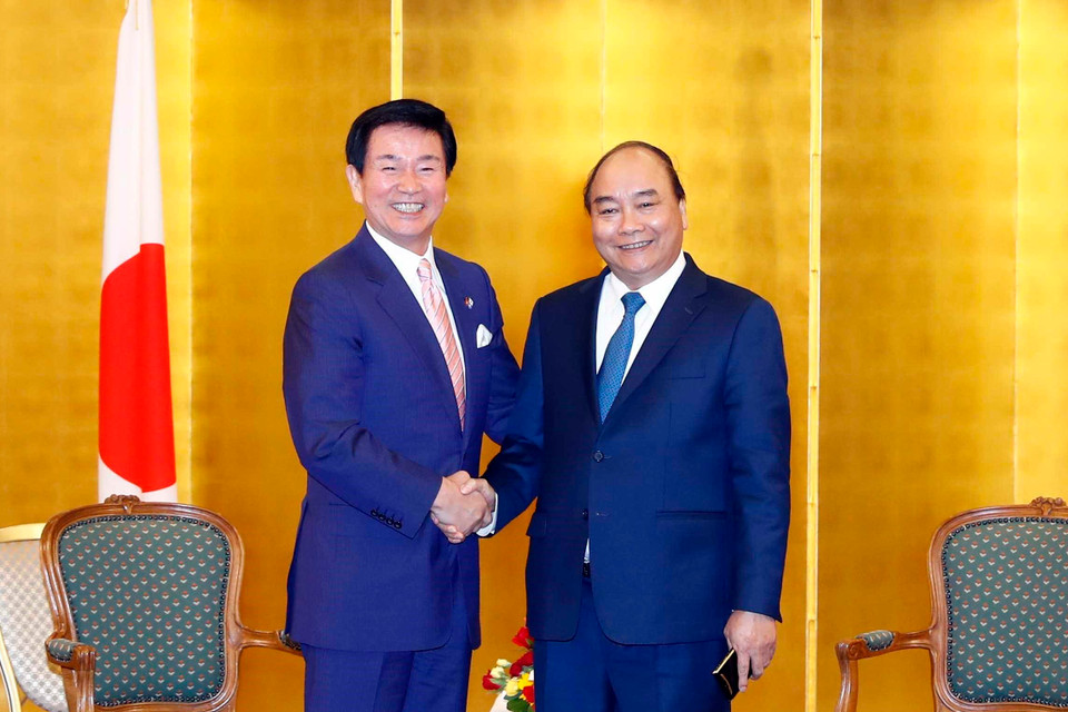 Thủ tướng Nguyễn Xuân Phúc tiếp Thống đốc tỉnh Chiba, ông Morita Kensaku. (Ảnh: Thống Nhất/TTXVN)