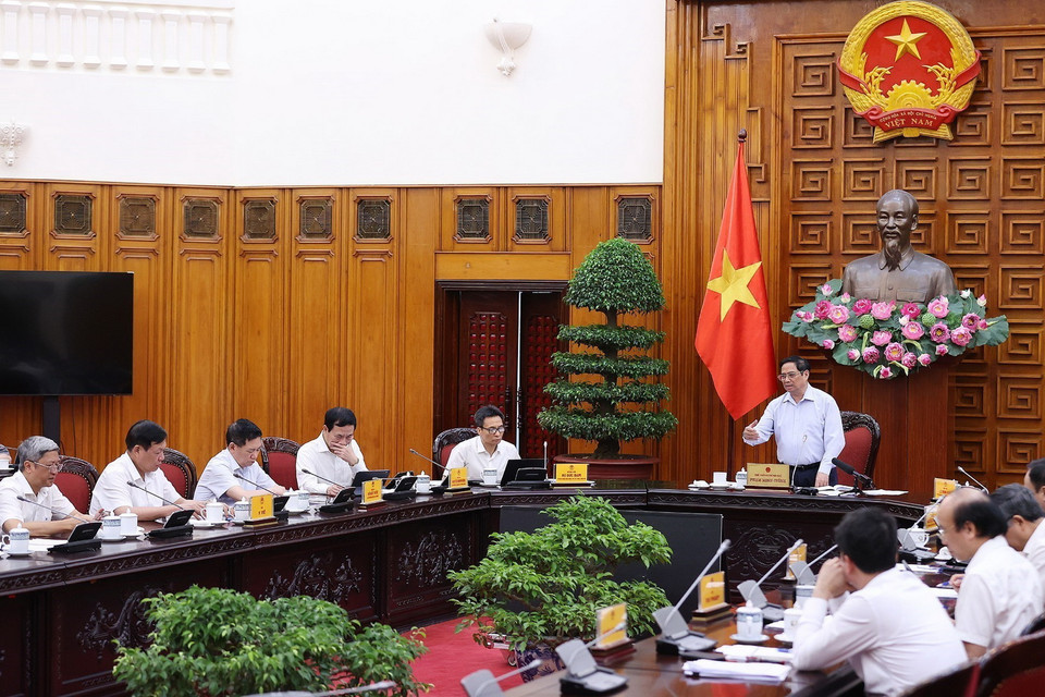 Thủ tướng Phạm Minh Chính chủ trì cuộc họ. (Ảnh: Dương Giang/TTXVN)