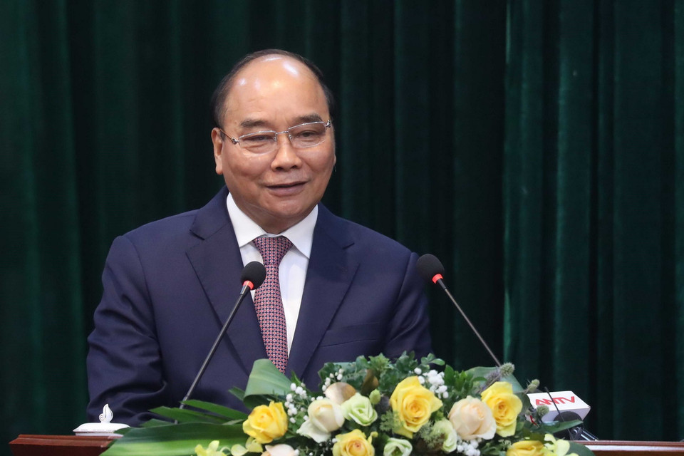 Chủ tịch nước Nguyễn Xuân Phúc phát biểu chỉ đạo. (Ảnh: Thống Nhất/TTXVN)