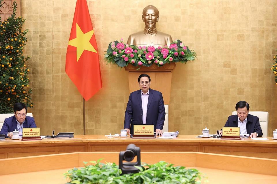  Thủ tướng Phạm Minh Chính chủ trì phiên họp. (Ảnh: Dương Giang/TTXVN)