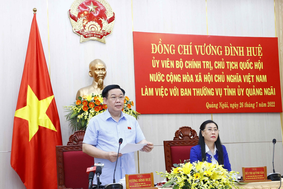 Chủ tịch Quốc hội Vương Đình Huệ phát biểu. (Ảnh: Doãn Tấn/TTXVN)