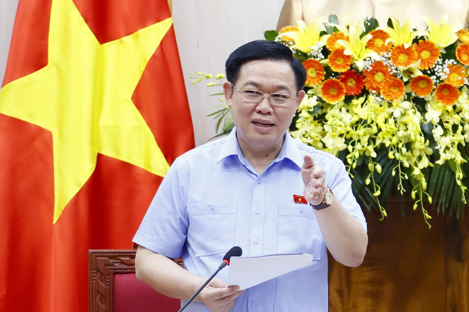 Chủ tịch Quốc hội tại buổi làm việc. (Ảnh: Doãn Tấn/TTXVN)