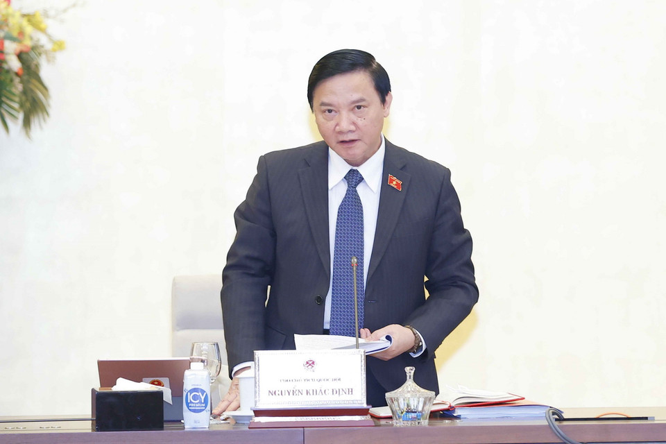 Phó Chủ tịch Quốc hội Nguyễn Khắc Định phát biểu ý kiến. (Ảnh: Doãn Tấn/TTXVN)