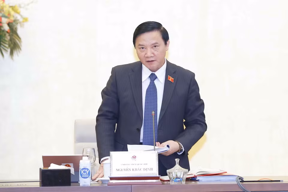 Phó Chủ tịch Quốc hội Nguyễn Khắc Định phát biểu ý kiến. (Ảnh: Doãn Tấn/TTXVN)