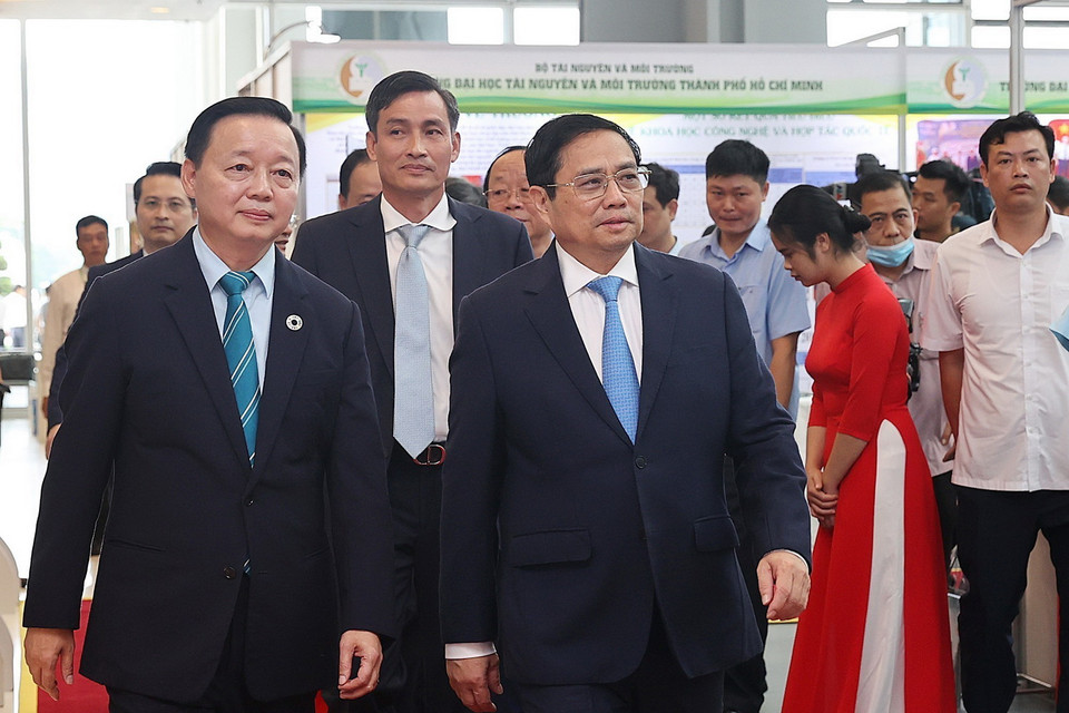 Thủ tướng Phạm Minh Chính đến dự Lễ kỷ niệm 20 năm thành lập Bộ Tài nguyên và Môi trường. (Ảnh: Dương Giang/TTXVN)