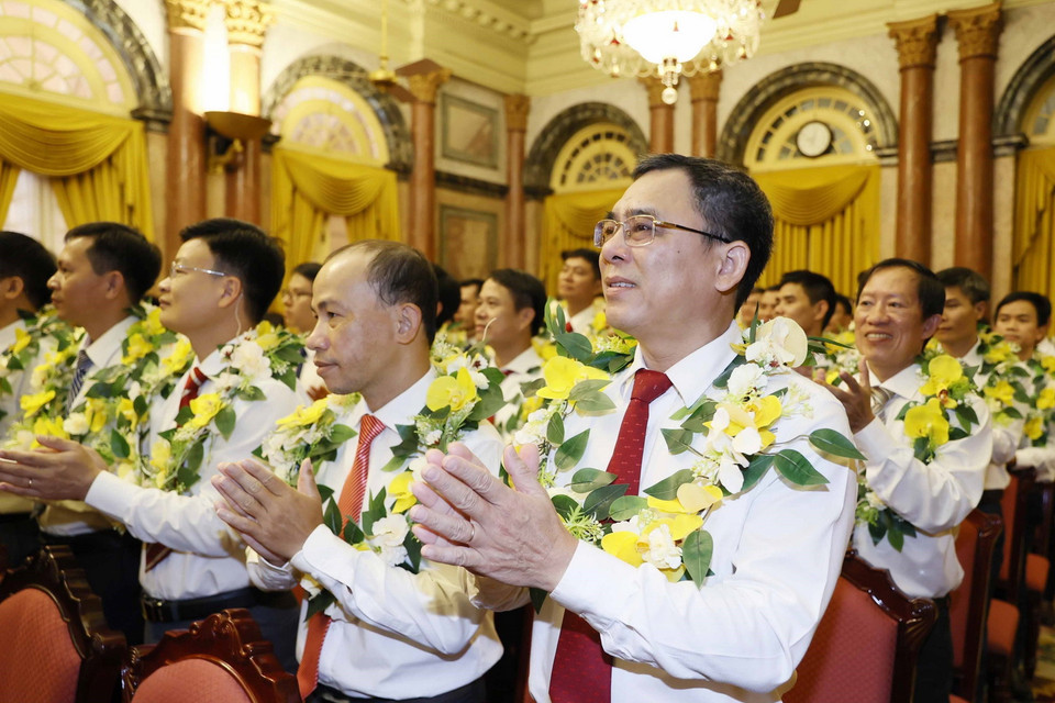 Đại biểu là cán bộ, công nhân lao động tiêu biểu ngành Dầu khí dự buổi gặp mặt Chủ tịch nước. (Ảnh: Thống Nhất/TTXVN)
