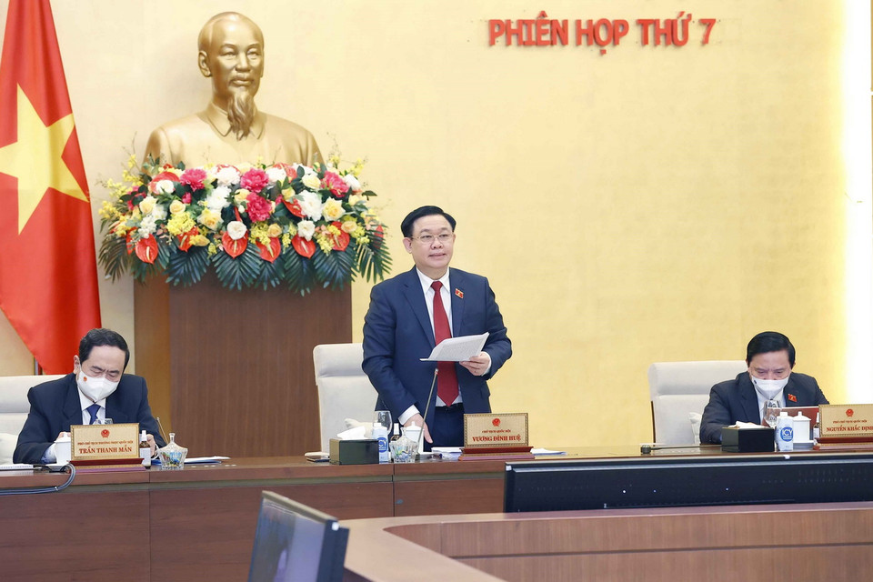 Chủ tịch Quốc hội Vương Đình Huệ phát biểu khai mạc. (Ảnh: Doãn Tấn/TTXVN)