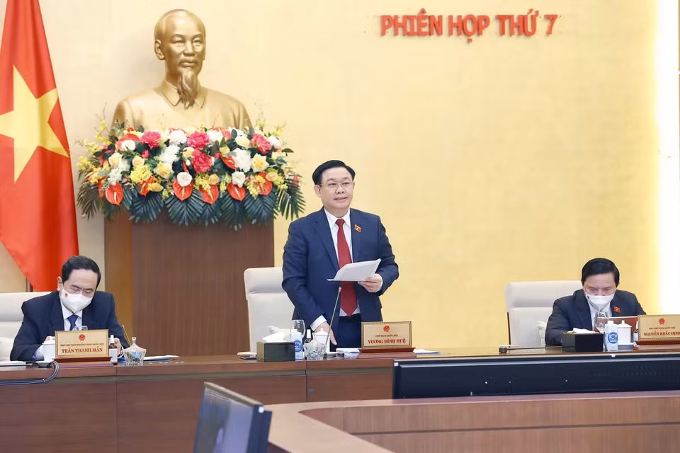 Chủ tịch Quốc hội Vương Đình Huệ phát biểu khai mạc. (Ảnh: Doãn Tấn/TTXVN)