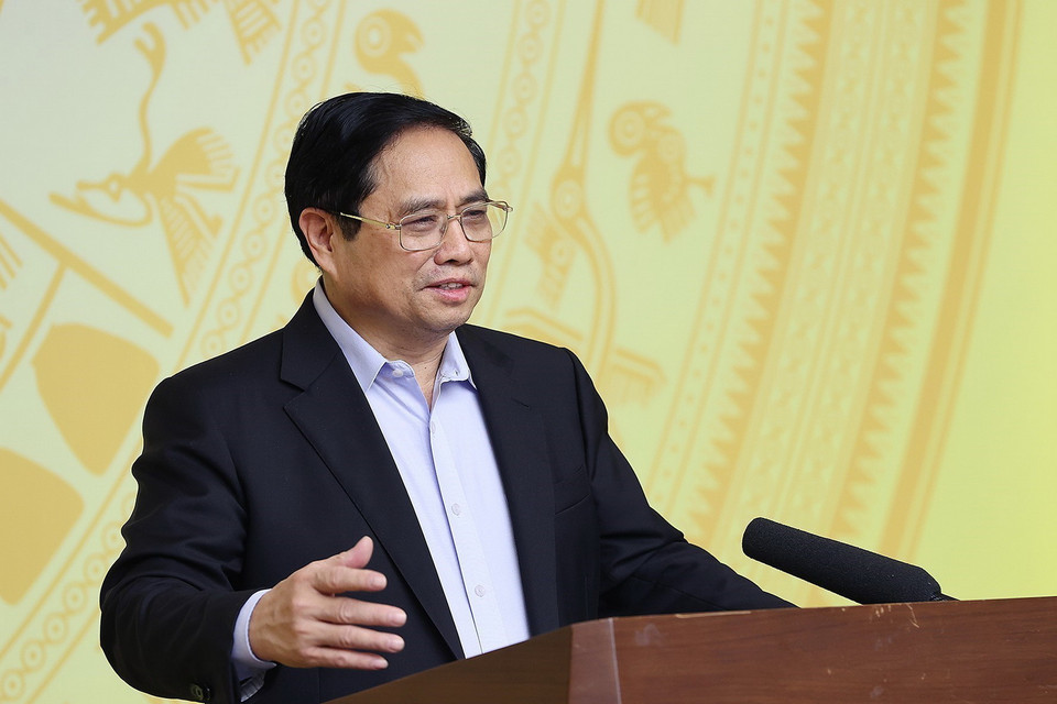  Thủ tướng Phạm Minh Chính phát biểu tại phiên họp lần thứ 14 Ban Chỉ đạo quốc gia phòng, chống dịch COVID-19. (Ảnh: Dương Giang/TTXVN)