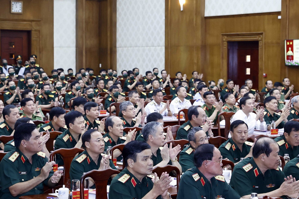 Nhiều tướng lĩnh trong Quân đội tham dự hội thảo. (Ảnh: Thống Nhất/TTXVN)