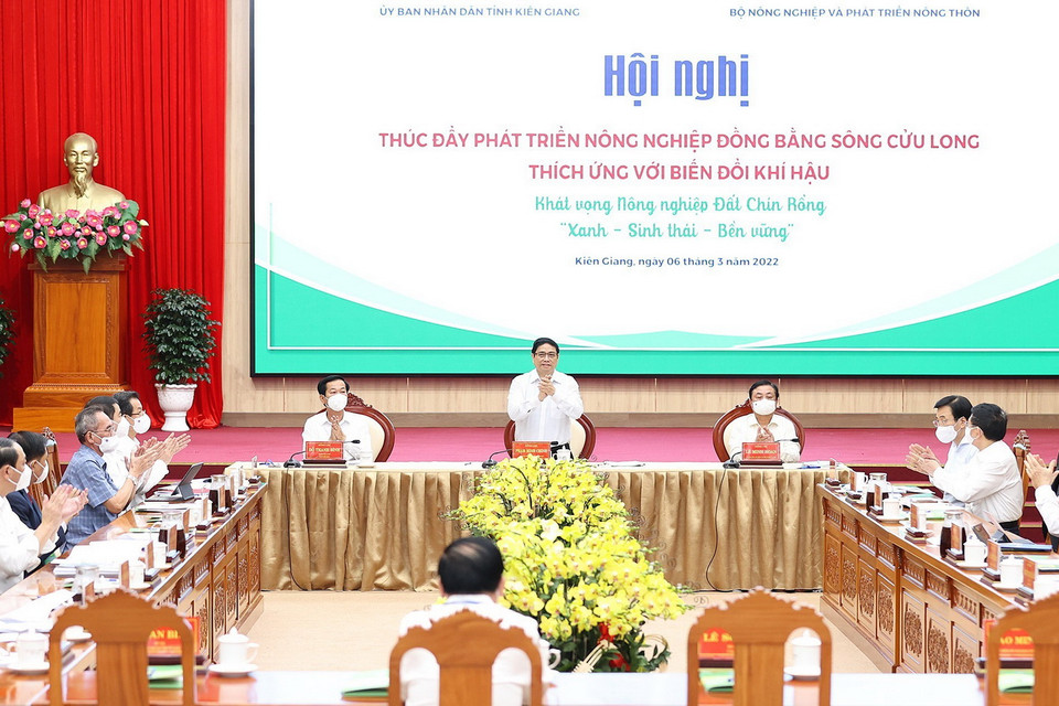  Thủ tướng Phạm Minh Chính chủ trì Hội nghị thúc đẩy phát triển nông nghiệp Đồng bằng sông Cửu Long. (Ảnh: Dương Giang/TTXVN)