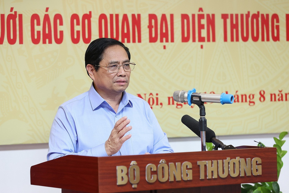 Thủ tướng Phạm Minh Chính chủ trì Hội nghị. (Ảnh: Dương Giang/TTXVN)