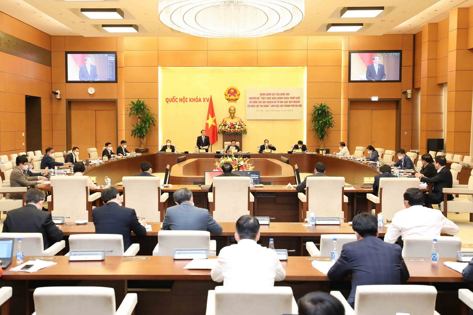  Quang cảnh buổi làm việc với Ủy ban Nhân dân thành phố Hà Nội về công tác quy hoạch. (Ảnh: An Đăng/TTXVN)