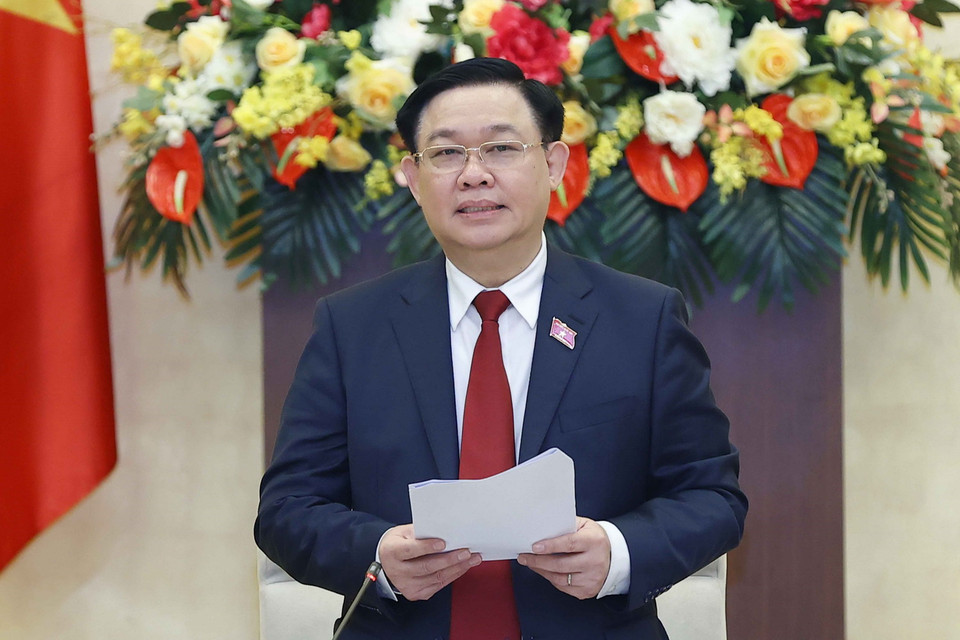 Chủ tịch Quốc hội Vương Đình Huệ phát biểu khai mạc Phiên họp thứ 7 của Ủy ban Thường vụ Quốc hội. (Ảnh: Doãn Tấn/TTXVN)