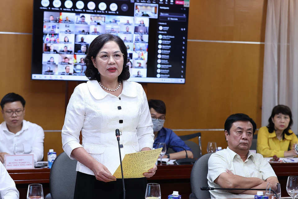 Thống đốc Ngân hàng Nhà nước Việt Nam Nguyễn Thị Hồng phát biểu. (Ảnh: Dương Giang/TTXVN)