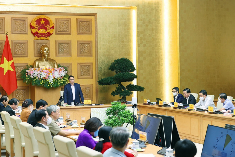  Thủ tướng Phạm Minh Chính kết luận buổi làm việc với Trung ương Hội Người cao tuổi Việt Nam. (Ảnh: Dương Giang/TTXVN)