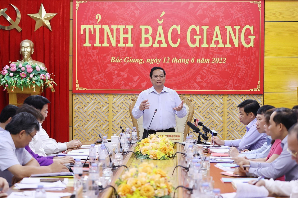 Thủ tướng Phạm Minh Chính kết luận buổi làm việc. (Ảnh: Dương Giang/TTXVN) 