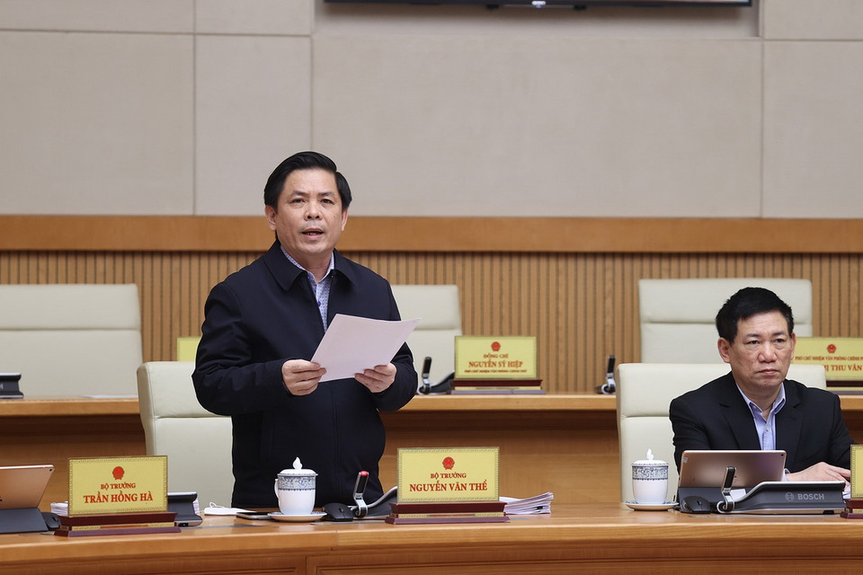  Bộ trưởng Bộ Giao thông Vận tải Nguyễn Văn Thể phát biểu. (Ảnh: Dương Giang/TTXVN)