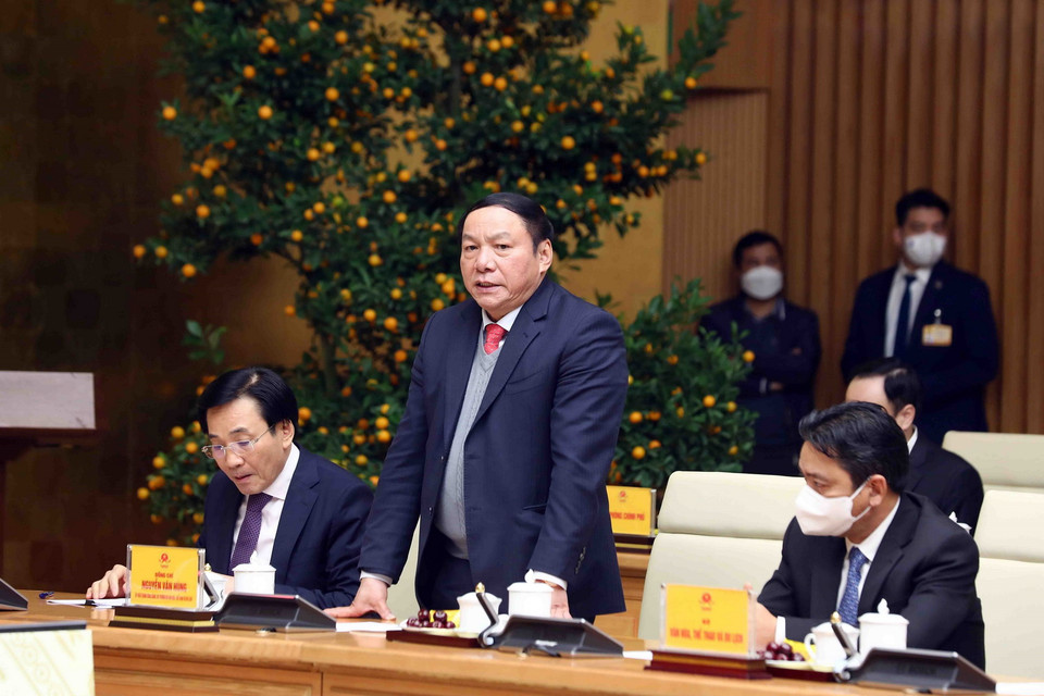 Bộ trưởng Bộ Văn hóa, Thể thao và Du lịch Nguyễn Văn Hùng phát biểu. (Ảnh: Phạm Kiên/TTXVN)