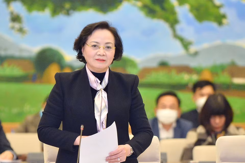 Bộ trưởng Bộ Nội vụ Phạm Thị Thanh Trà, Phó Chủ tịch thường trực Hội đồng Thi đua-Khen thưởng Trung ương phát biểu ý kiến. (Ảnh: Doãn Tấn/TTXVN)
