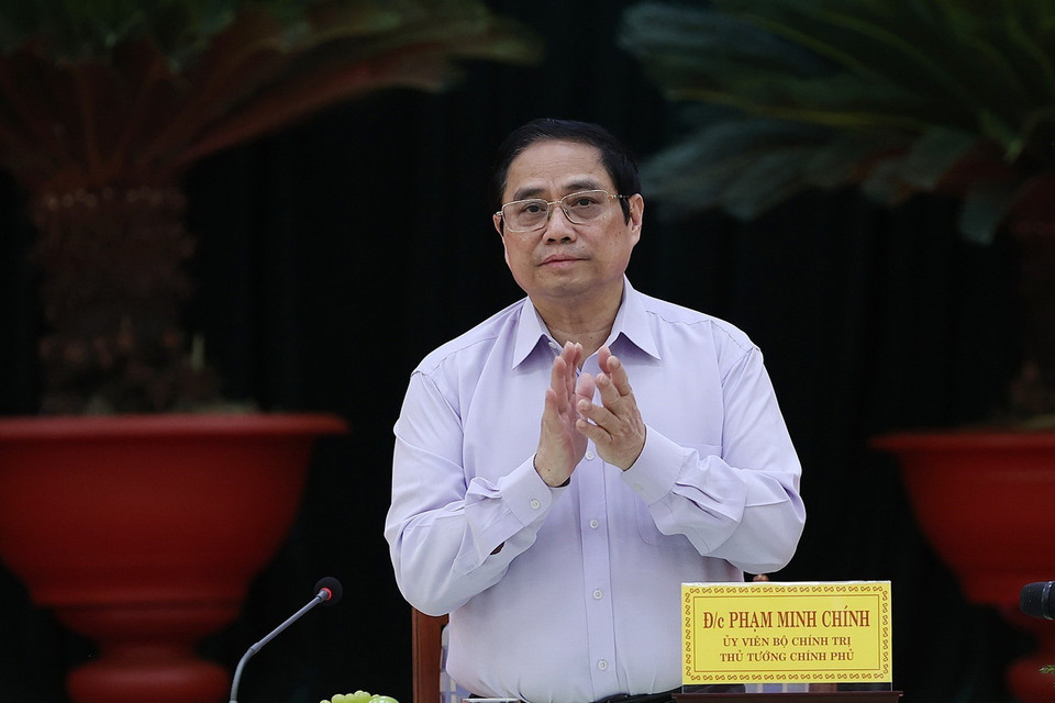  Thủ tướng làm việc với lãnh đạo chủ chốt tỉnh Ninh Thuận. Ảnh: Dương Giang-TTXVN