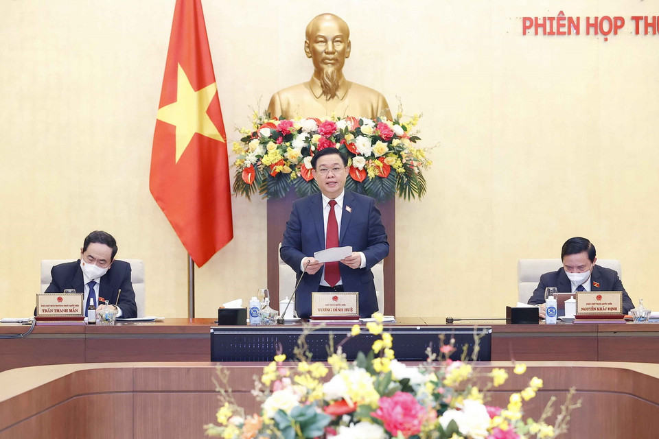 Chủ tịch Quốc hội Vương Đình Huệ phát biểu khai mạc. (Ảnh: Doãn Tấn/TTXVN)