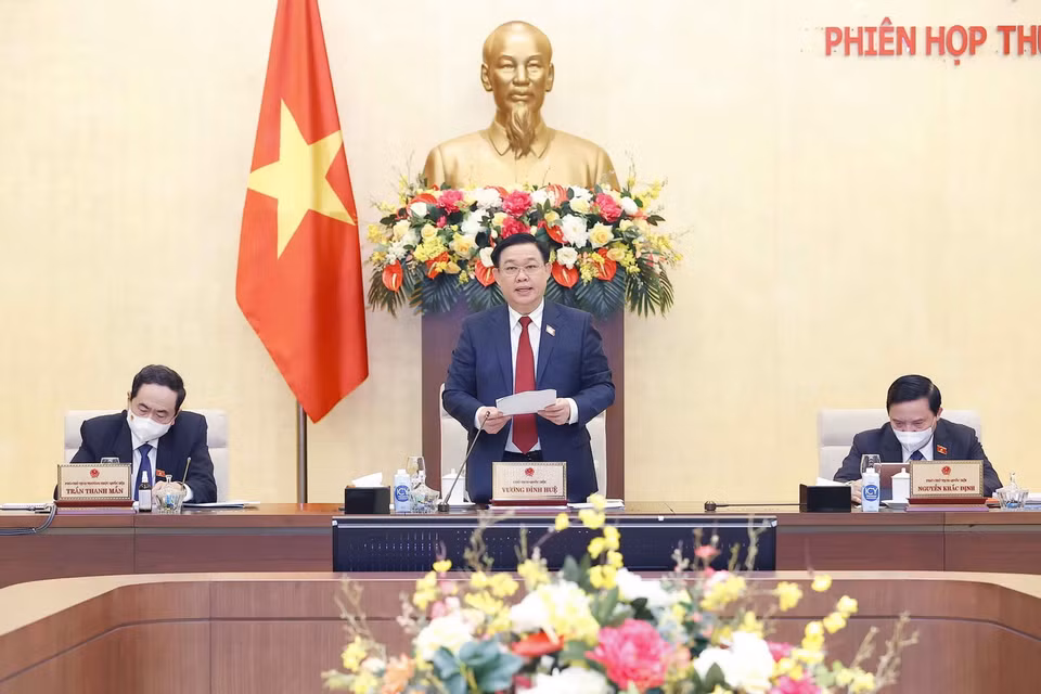 Chủ tịch Quốc hội Vương Đình Huệ phát biểu khai mạc. (Ảnh: Doãn Tấn/TTXVN)