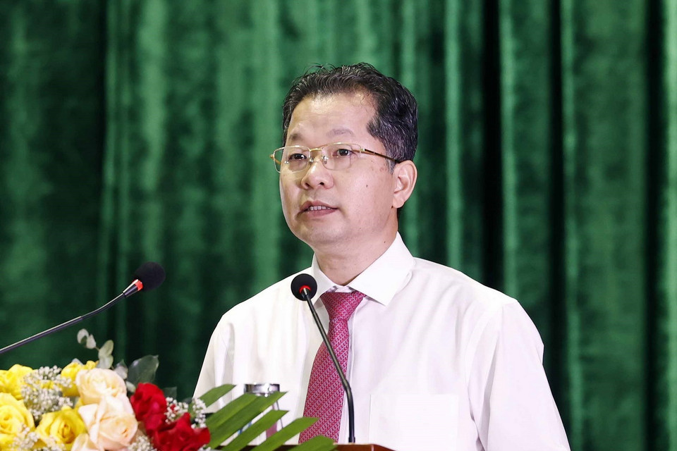 Ông Nguyễn Văn Quảng, Ủy viên Trung ương Đảng, Bí thư Thành ủy Đà Nẵng phát biểu khai mạc. (Ảnh: Thống Nhất/TTXVN)