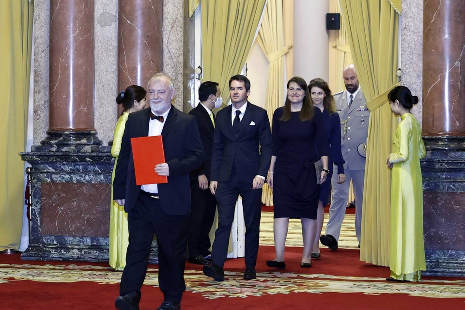 Đại sứ Cộng hòa Séc Hynek Kmonícek đến trình Quốc thư. (Ảnh: Thống Nhất/TTXVN)