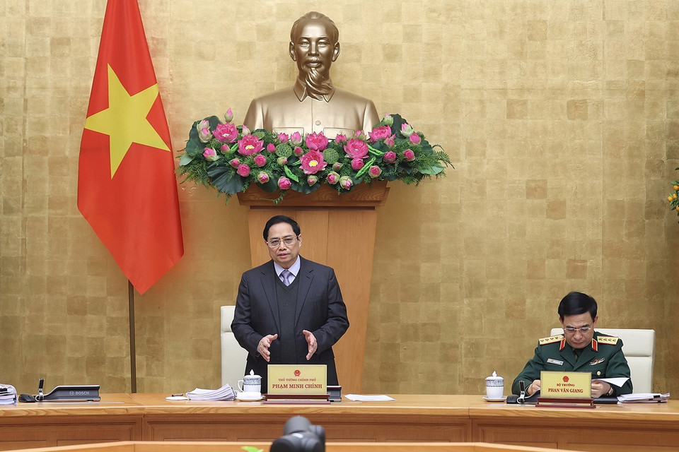  Thủ tướng Phạm Minh Chính chủ trì phiên họp. (Ảnh: Dương Giang/TTXVN)